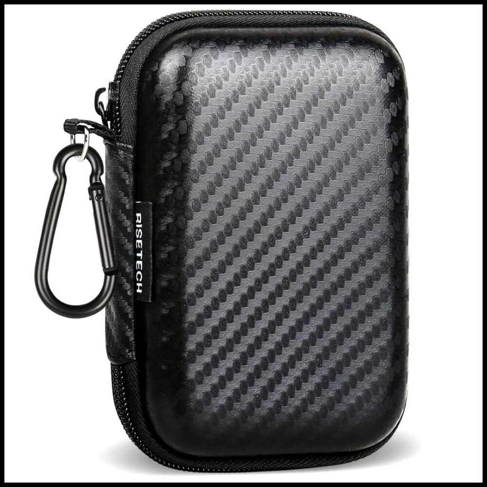 Mini EVA Earphone Carrying Case with Hook, Waterproof Shockproof Storage Pouch